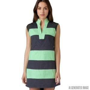 Sail to Sable Shift Dress Mint Green Navy Small EUC Preppy Colorful Old Money